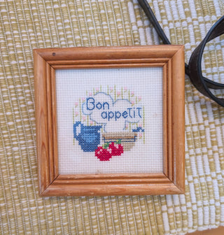 Tiny framed Needlepoint bon Appetit tiny frame