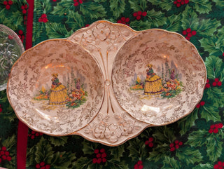 Gold Lustre Ceramic double tray for dresser