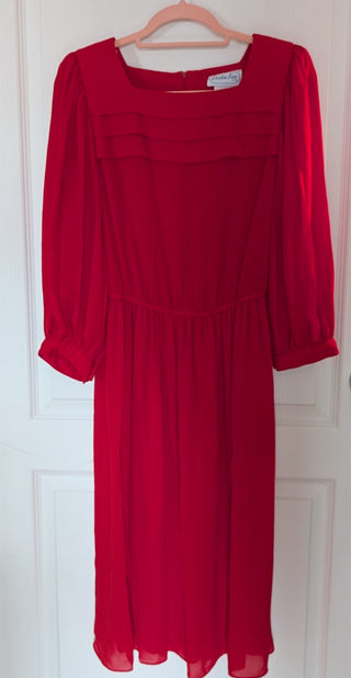 Dress- sheer red dress with long sleeves