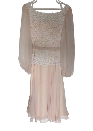 Stunning creamy lace flowy dress by Enrico Serrati - Artful Accumulator Boutique Vintage