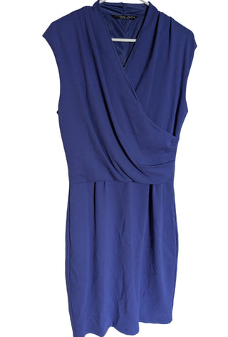 Rich blue dress with wrap style waist