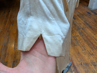 Creamy shiny button up vintage dress or jacket with clear faceted crystal buttons