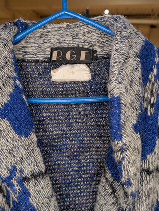 *sold out* Cozy Mohair sweater with blue florals on gray, oversized