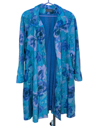 Blue Violet floral lined spring jacket watercolor style aquarelle