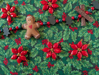 set of 5, Hand Beaded Poinsettias with pearls and hanging string