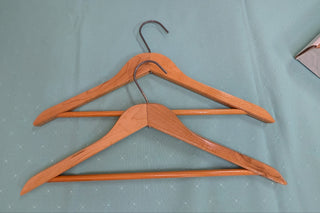 Set of 2, Holt Renfrew 842-5111, wooden clothing hanger, Montréal Quebec Canada