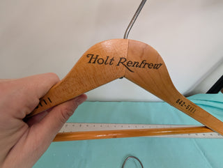 Set of 2, Holt Renfrew 842-5111, wooden clothing hanger, Montréal Quebec Canada