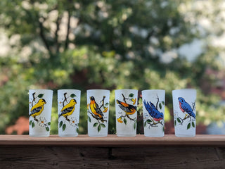 "Painted Bird" etched glassware vintage glassware -  - #tag1# - #tag2# - #tag3# - #tag4# - the Artful Accumulator's Vintage Boutique
