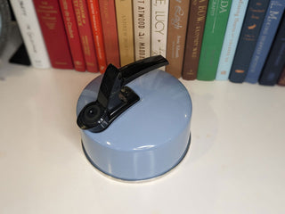 Periwinkle Blue hot water kettle with black handle and silver base -  - #tag1# - #tag2# - #tag3# - #tag4# - the Artful Accumulator's Vintage Boutique