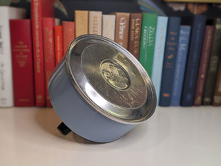 Periwinkle Blue hot water kettle with black handle and silver base -  - #tag1# - #tag2# - #tag3# - #tag4# - the Artful Accumulator's Vintage Boutique