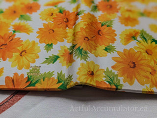 Retro orange & yellow floral photo album with gold title, holds 48 4 5/8 x 3 1/4 photos, album removable from cover -  - #tag1# - #tag2# - #tag3# - #tag4# - the Artful Accumulator's Vintage Boutique