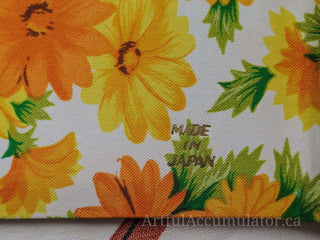 Retro orange & yellow floral photo album with gold title, holds 48 4 5/8 x 3 1/4 photos, album removable from cover -  - #tag1# - #tag2# - #tag3# - #tag4# - the Artful Accumulator's Vintage Boutique