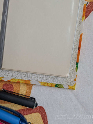 Retro orange & yellow floral photo album with gold title, holds 48 4 5/8 x 3 1/4 photos, album removable from cover -  - #tag1# - #tag2# - #tag3# - #tag4# - the Artful Accumulator's Vintage Boutique