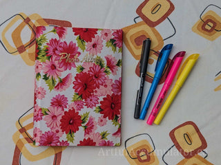 Retro pink floral photo album with gold title, holds 48 4 5/8 x 3 1/4 photos, album removable from cover -  - #tag1# - #tag2# - #tag3# - #tag4# - the Artful Accumulator's Vintage Boutique