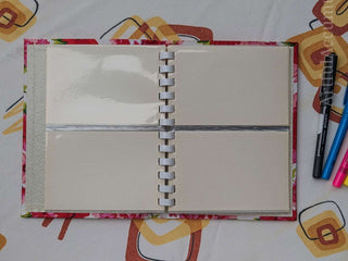 Retro pink floral photo album with gold title, holds 48 4 5/8 x 3 1/4 photos, album removable from cover -  - #tag1# - #tag2# - #tag3# - #tag4# - the Artful Accumulator's Vintage Boutique
