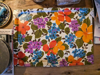 Retro floral tray on laminate wood by Mallod -  - #tag1# - #tag2# - #tag3# - #tag4# - the Artful Accumulator's Vintage Boutique
