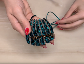 Hand-Beaded Amulet Necklace #6 Teal