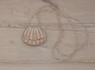 Hand-Beaded Amulet Necklace #4 Cream & Cream