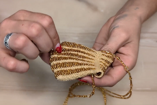 Hand-Beaded Amulet Necklace #2 Golden