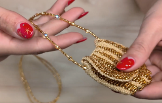 Hand-Beaded Amulet Necklace #2 Golden