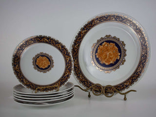 Set of 6 dessert plates, one cake plate -  - #tag1# - #tag2# - #tag3# - #tag4# - the Artful Accumulator's Vintage Boutique
