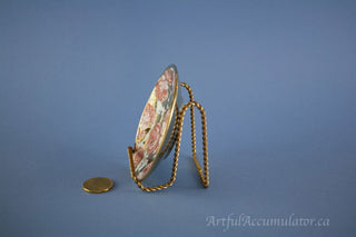 Set of 2, small dish with Inlaid gold leaves & pink roses, ring dish, saucer -  - #tag1# - #tag2# - #tag3# - #tag4# - the Artful Accumulator's Vintage Boutique
