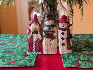 Tri-folding Wise Man with two Snowmen Christmas Decor hinged - Artful Accumulator Boutique Vintage