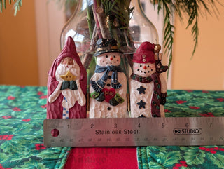 Tri-folding Wise Man with two Snowmen Christmas Decor hinged - Artful Accumulator Boutique Vintage