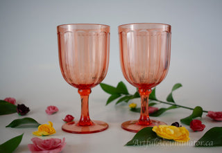 a splendid pair of Pink Melamine / Acrylic Goblets -  - #tag1# - #tag2# - #tag3# - #tag4# - the Artful Accumulator's Vintage Boutique