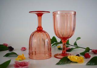 a splendid pair of Pink Melamine / Acrylic Goblets -  - #tag1# - #tag2# - #tag3# - #tag4# - the Artful Accumulator's Vintage Boutique