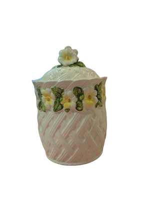 (Copy) Floral woven ceramic lidded jar