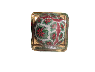 Round Candle with Poinsettia Layered exterior (used)