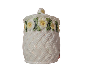 (Copy) Floral woven ceramic lidded jar