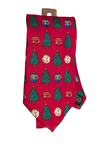 Christmas Tree and Round Ornament Holiday Tie Necktie by Ho-Ho-Ho!