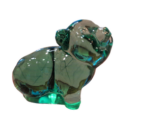 Fenton clear green glass pig paperweight gift