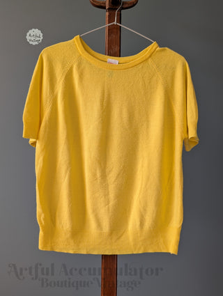 canary yellow sweater shirt with ribbed collar by St Michels, vintage