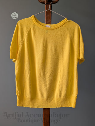 canary yellow sweater shirt with ribbed collar by St Michels, vintage