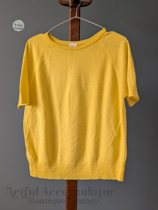 canary yellow sweater shirt with ribbed collar by St Michels, vintage