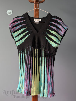Pull côtelé noir multicolore turquoise aqua par Adore