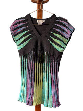 Pull côtelé noir multicolore turquoise aqua par Adore