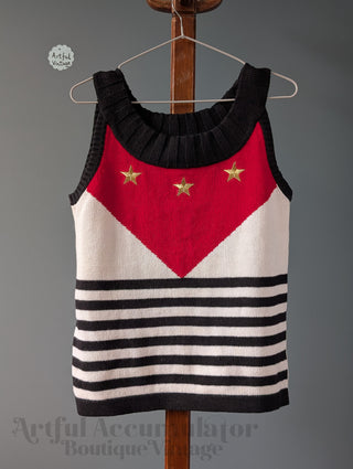 woven halter-style cut sweater with flag style stars red white blue IB DIFFUSION