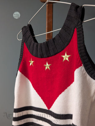 woven halter-style cut sweater with flag style stars red white blue IB DIFFUSION