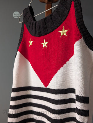 woven halter-style cut sweater with flag style stars red white blue IB DIFFUSION
