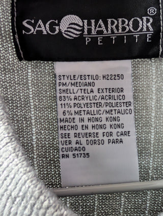 glittery silver metallic short sleeve top with turtleneck collar by Sag Harbor, vintage