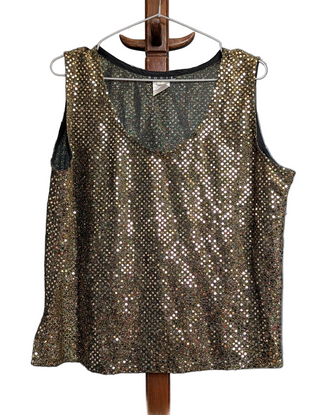 Débardeur vintage doré à paillettes dorées de Rouie