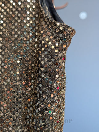 glittery gold vintage tank top with gold sequins by Rouie