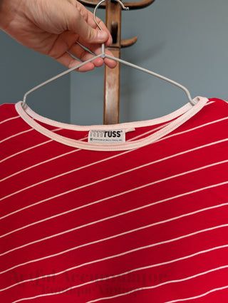 red striped vintage shirt capped sleeve tank with white stripes, vintage by Russ RRRRRuss