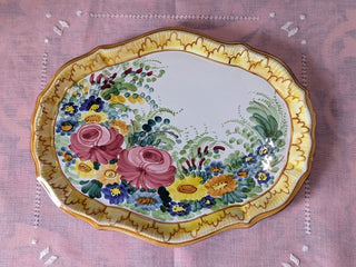 handpainted decorative dish with flowers and "frame" painted around -  - #tag1# - #tag2# - #tag3# - #tag4# - the Artful Accumulator's Vintage Boutique