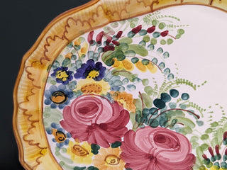 handpainted decorative dish with flowers and "frame" painted around -  - #tag1# - #tag2# - #tag3# - #tag4# - the Artful Accumulator's Vintage Boutique