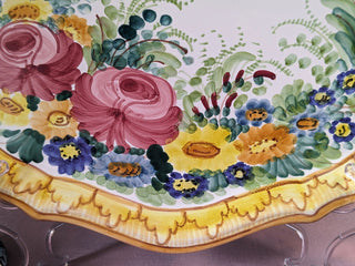 handpainted decorative dish with flowers and "frame" painted around -  - #tag1# - #tag2# - #tag3# - #tag4# - the Artful Accumulator's Vintage Boutique
